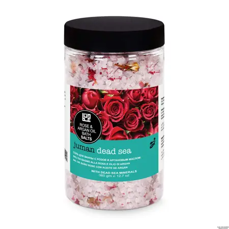 Kúpeľová soľ z Mŕtveho mora s arganovým olejom a ružou
